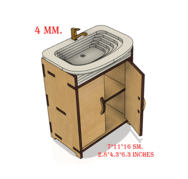 Sink with cabinet for bathroom in dollhouse - Image 5