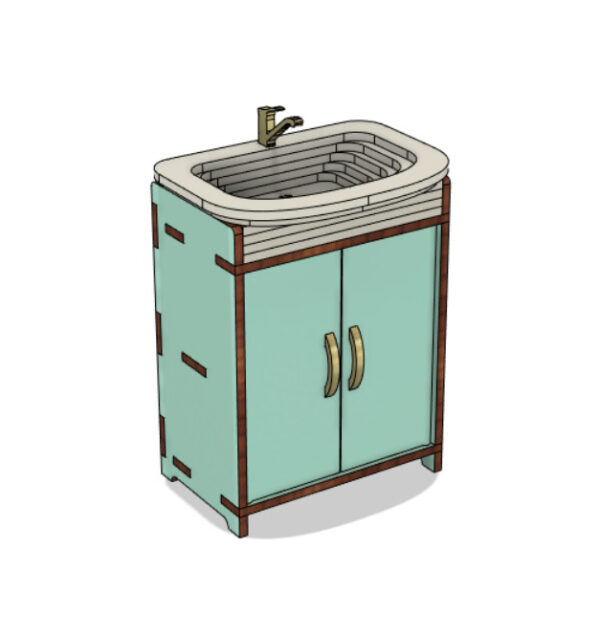 Sink with cabinet for bathroom in dollhouse - Image 8