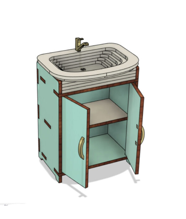 Sink with cabinet for bathroom in dollhouse - Image 10