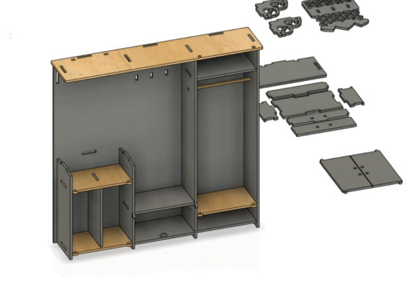 Wardrobe with mirror for dolls - Image 8