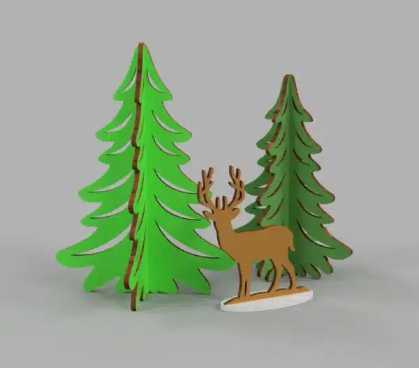 Standing Christmas Trees with Deer - Image 2