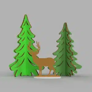 Standing Christmas Trees with Deer