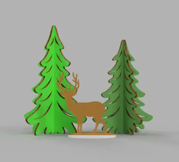 Standing Christmas Trees with Deer