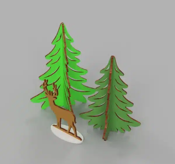 Standing Christmas Trees with Deer - Image 3