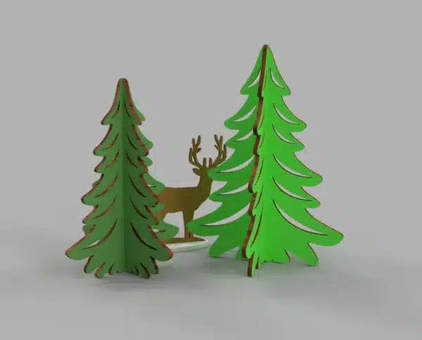Standing Christmas Trees with Deer - Image 4