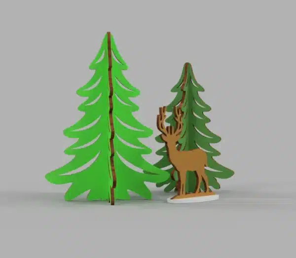 Standing Christmas Trees with Deer - Image 5
