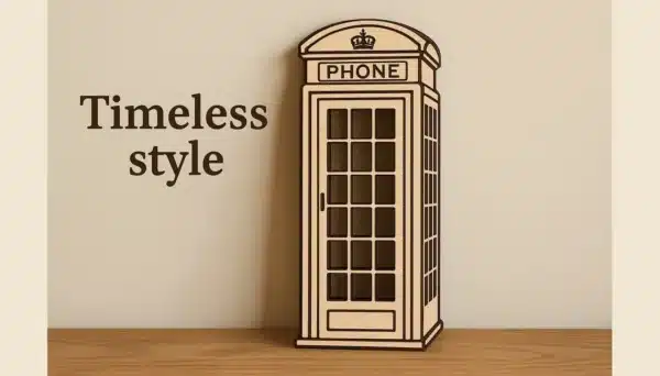 Classic British Phone Booth – Laser Cut Design for Unique Decor