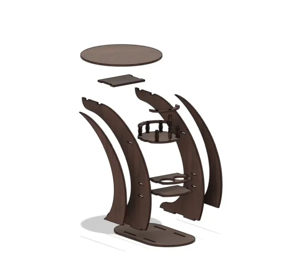 Bar Table Wine Stand Laser Cutting File Mini Bar - Image 7
