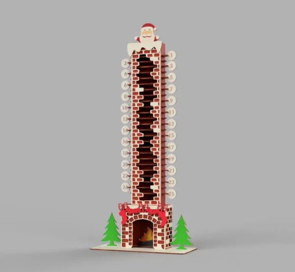 Christmas Advent Calendar Santa's fireplace laser cut files - Image 3