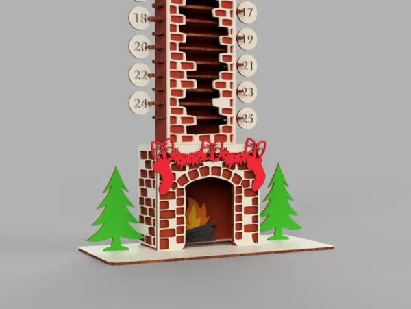 Christmas Advent Calendar Santa's fireplace laser cut files - Image 5