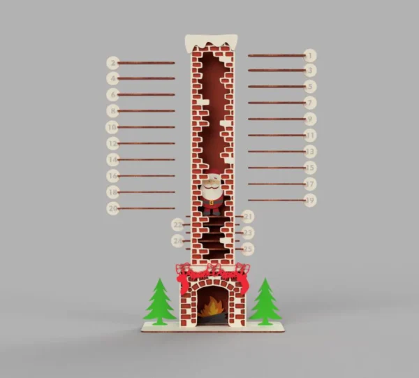 Christmas Advent Calendar Santa's fireplace laser cut files - Image 6