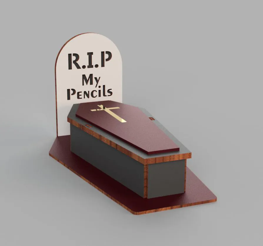 Coffin RIP Pencil Organizer laser cutting file