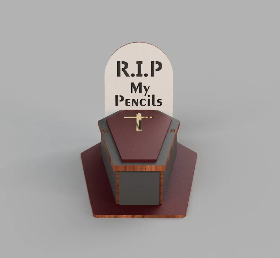 Coffin RIP Pencil Organizer laser cutting file - Image 2