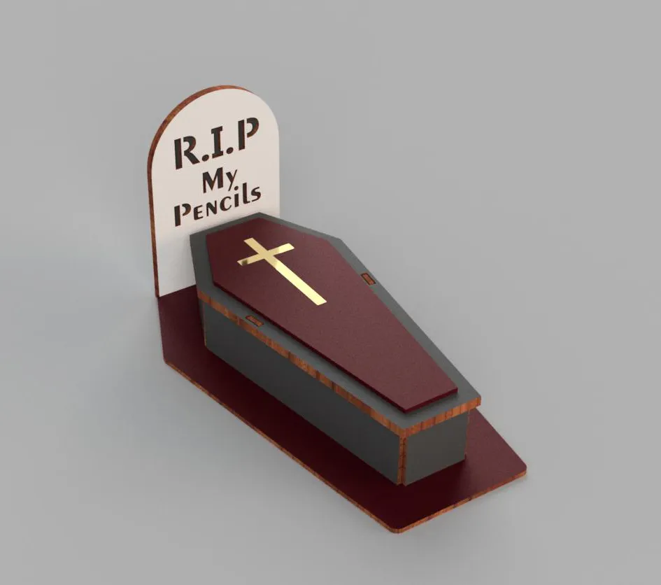 Coffin RIP Pencil Organizer laser cutting file - Image 3