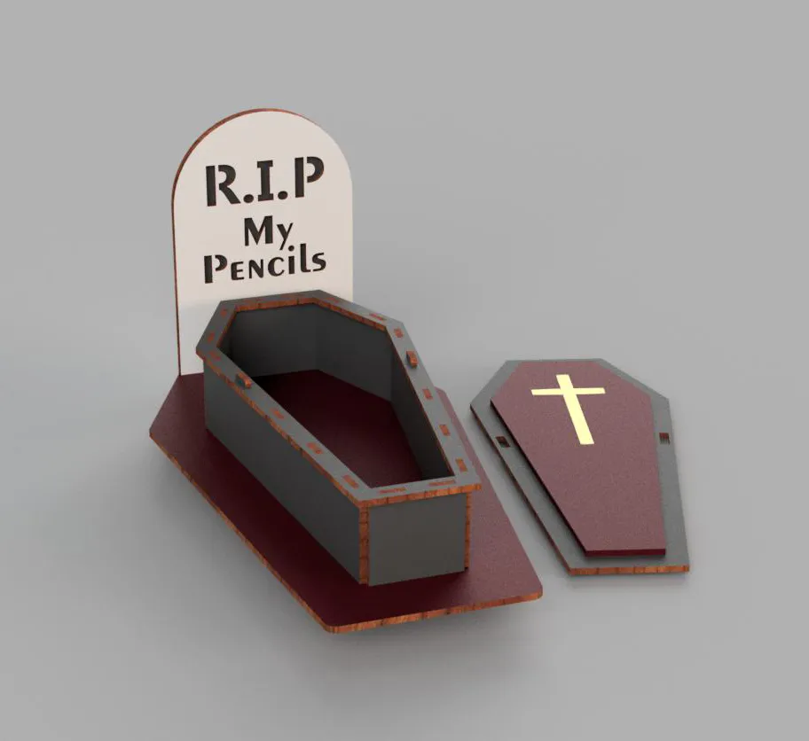 Coffin RIP Pencil Organizer laser cutting file - Image 4