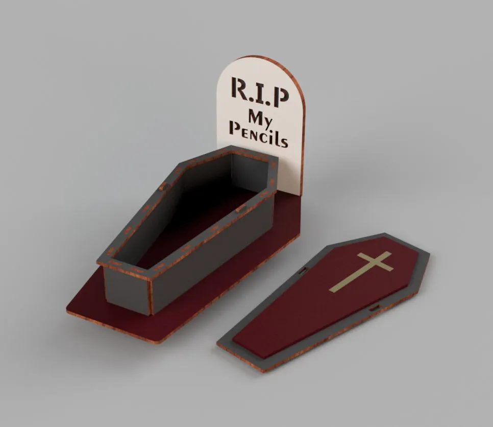 Coffin RIP Pencil Organizer laser cutting file - Image 5
