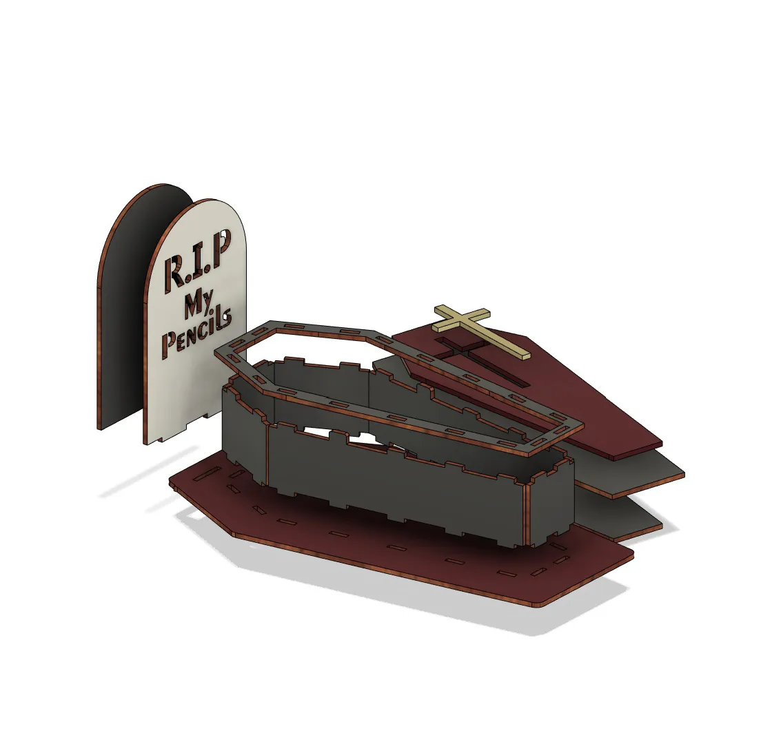 Coffin RIP Pencil Organizer laser cutting file - Image 6
