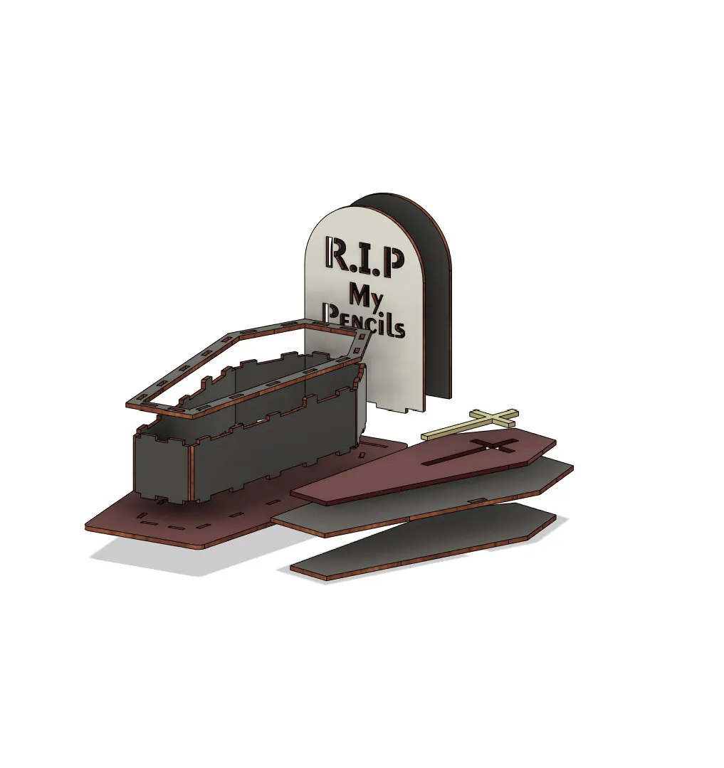Coffin RIP Pencil Organizer laser cutting file - Image 7